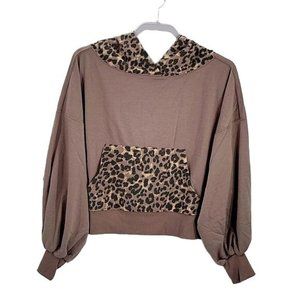 Zenana Mocha Cropped Hoodie